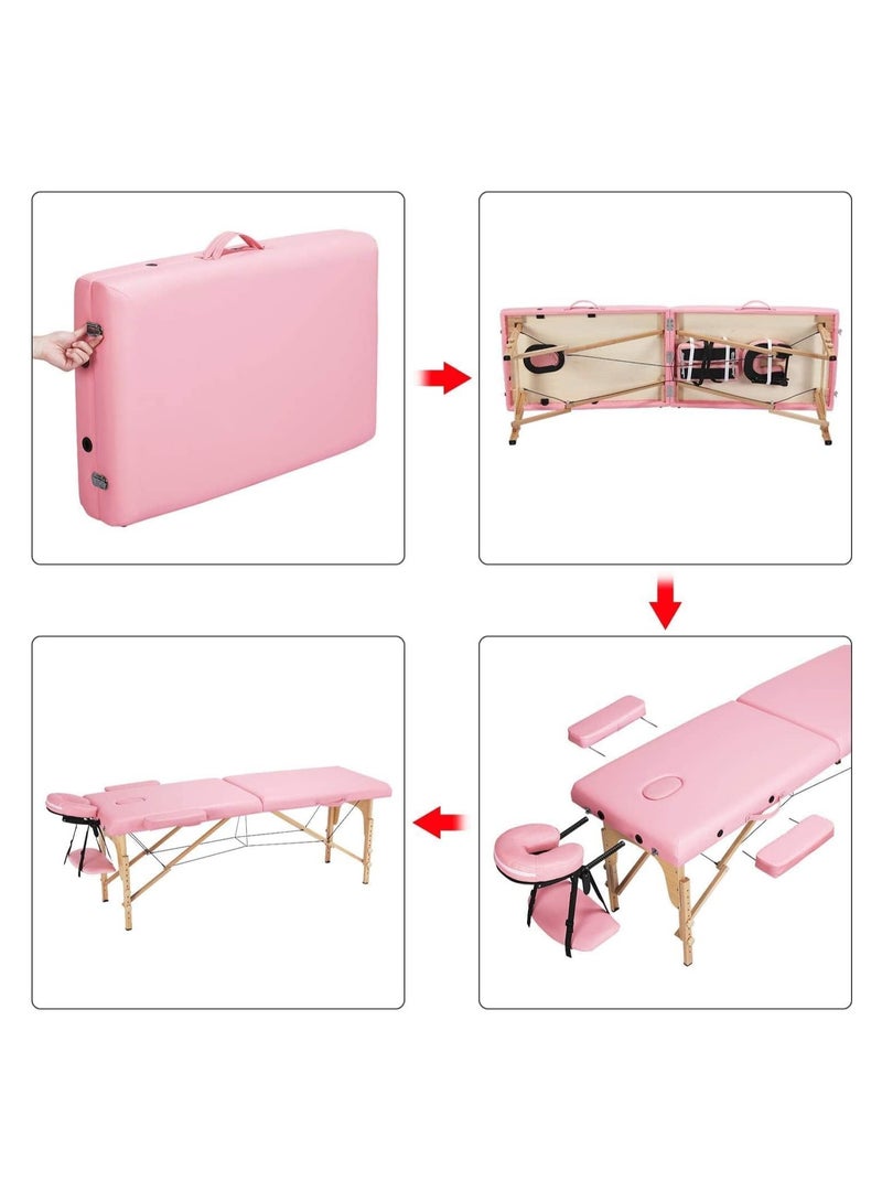 Portable Spa Bed Folding Facial Adjustable Lash Tattoo Table with Headrest Armrest