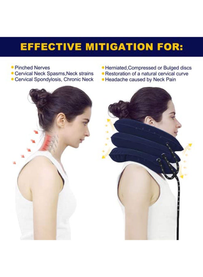 Cervical Neck Traction Device For Neck Pain Relief, Adjustable Inflatable Neck Stretcher Neck Brace, Neck Traction Pillow - Blue