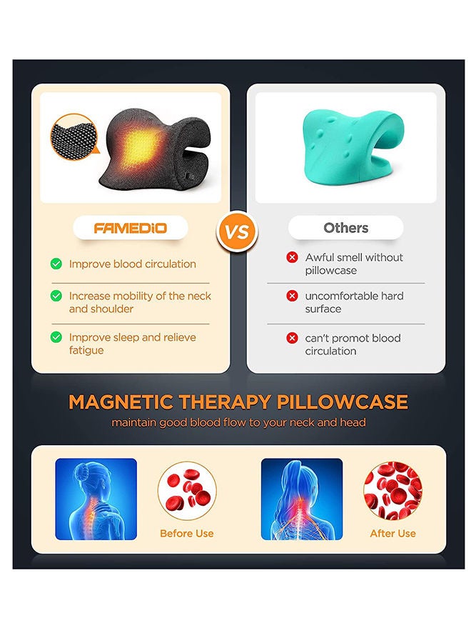 3s Heated Neck Stretcher For Pain Relief, Magnetic Therapy Case/Graphene Heating Pad And TMJ Migraine Spine Alignment