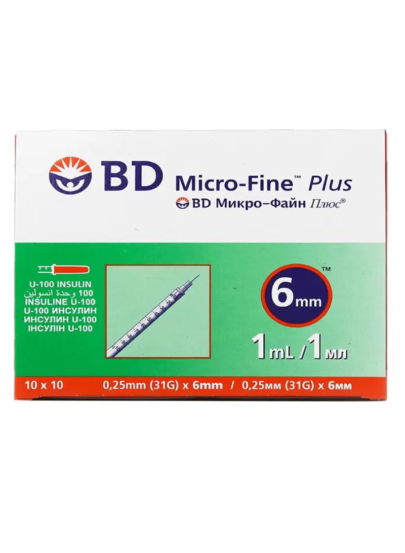 Micro-Fine Plus Insulin 1ml Syringe 31Gx6mm 100pcs