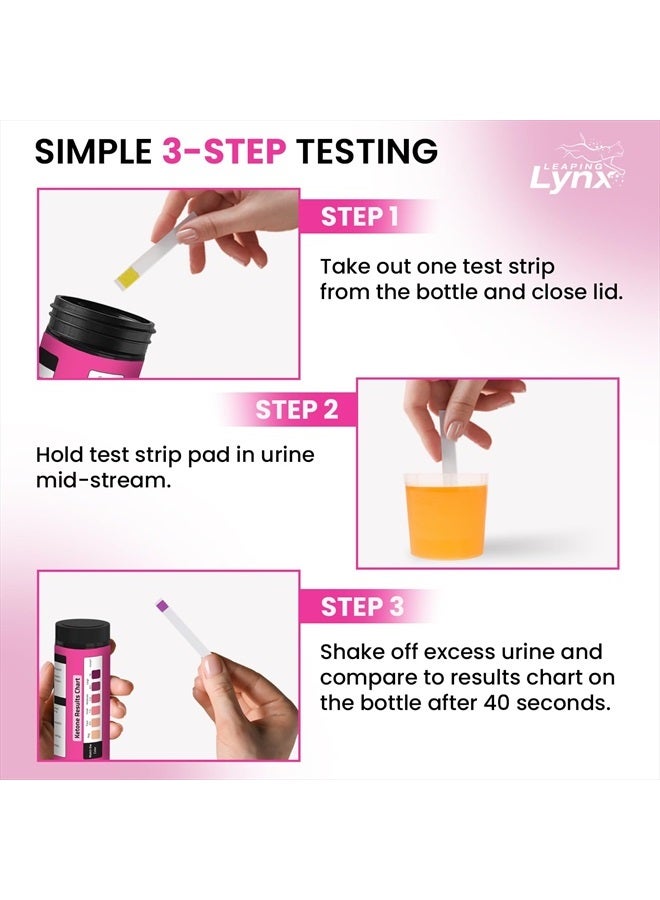 30-Second Ketone Urine Test Strips - 150 Keto Test Strips with Extra-Long Handle - Clean & Easy Ketosis Testing for Keto & Low-Carb Diet - Test Urine for Ketones in Seconds, Quality Keto Urine Strips
