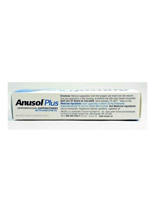 24-Piece Anusol Plus Hemorrhoidal Suppositories Pain Relief