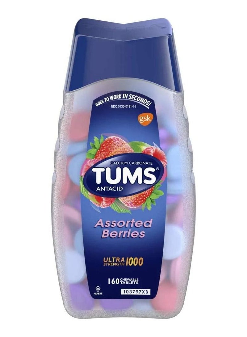 TUMS Antacid Ultra Strength 1000 Assorted Berries 160 Tablets