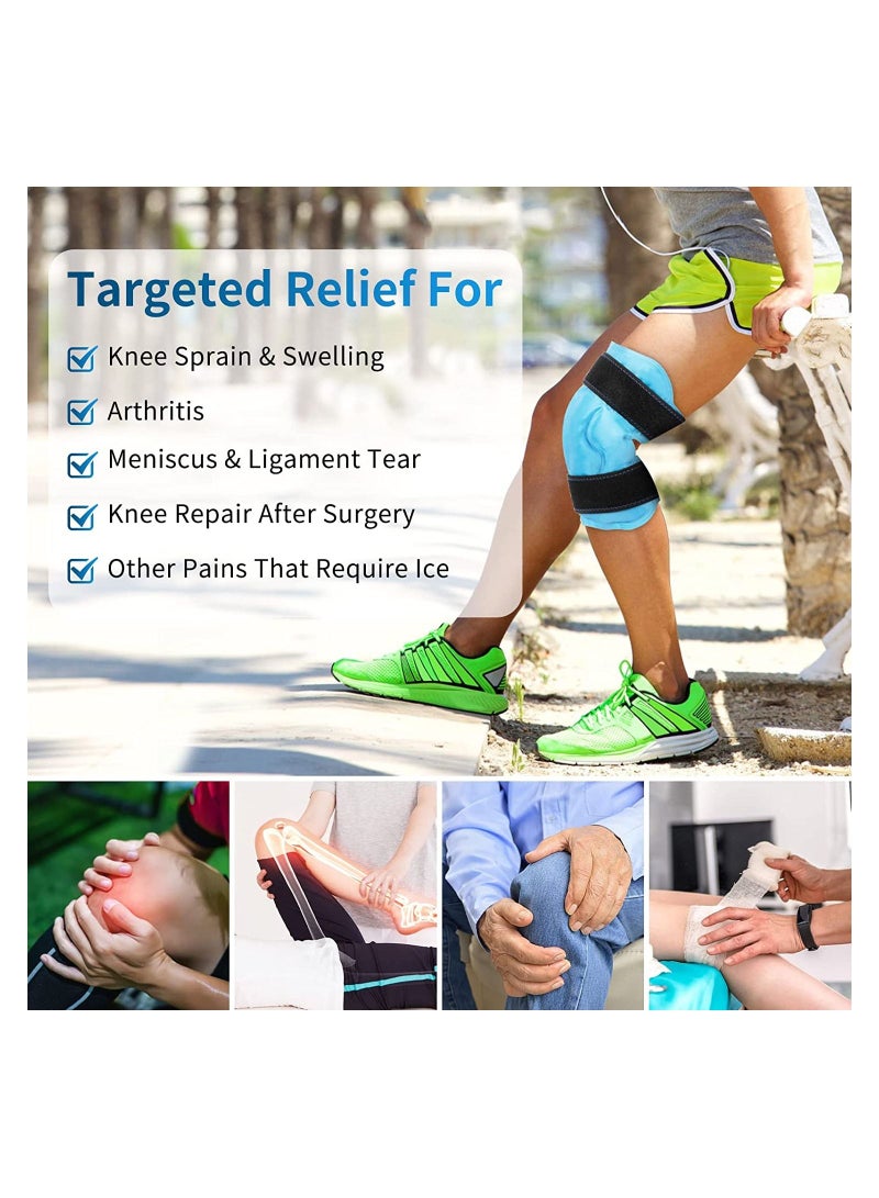 Reusable Hot Cold Large Gel Ice Pack for Knee Pain Relief Gel Ice Wrap for Leg Injuries Swelling Cold Compress Therapy for Arthritis