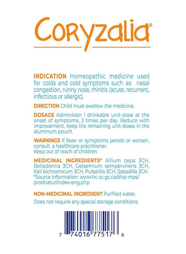 Boiron Childrens Coryzalia Cold 30 x 1 ml doses