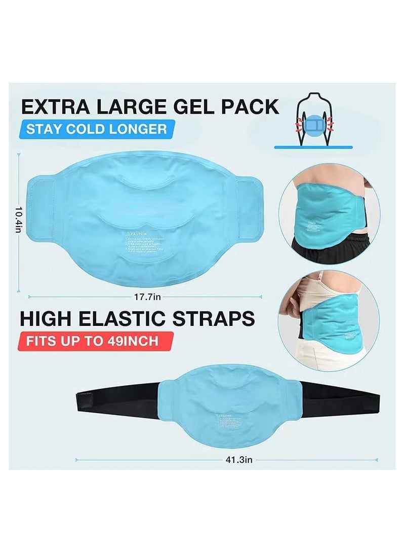 Reusable Gel Back Ice Pack with Dual Straps Soft Plush Lining and Silky Nylon Fabric Design Back Wrap with Hot Cold Therapy for Hip Waist Lumbar