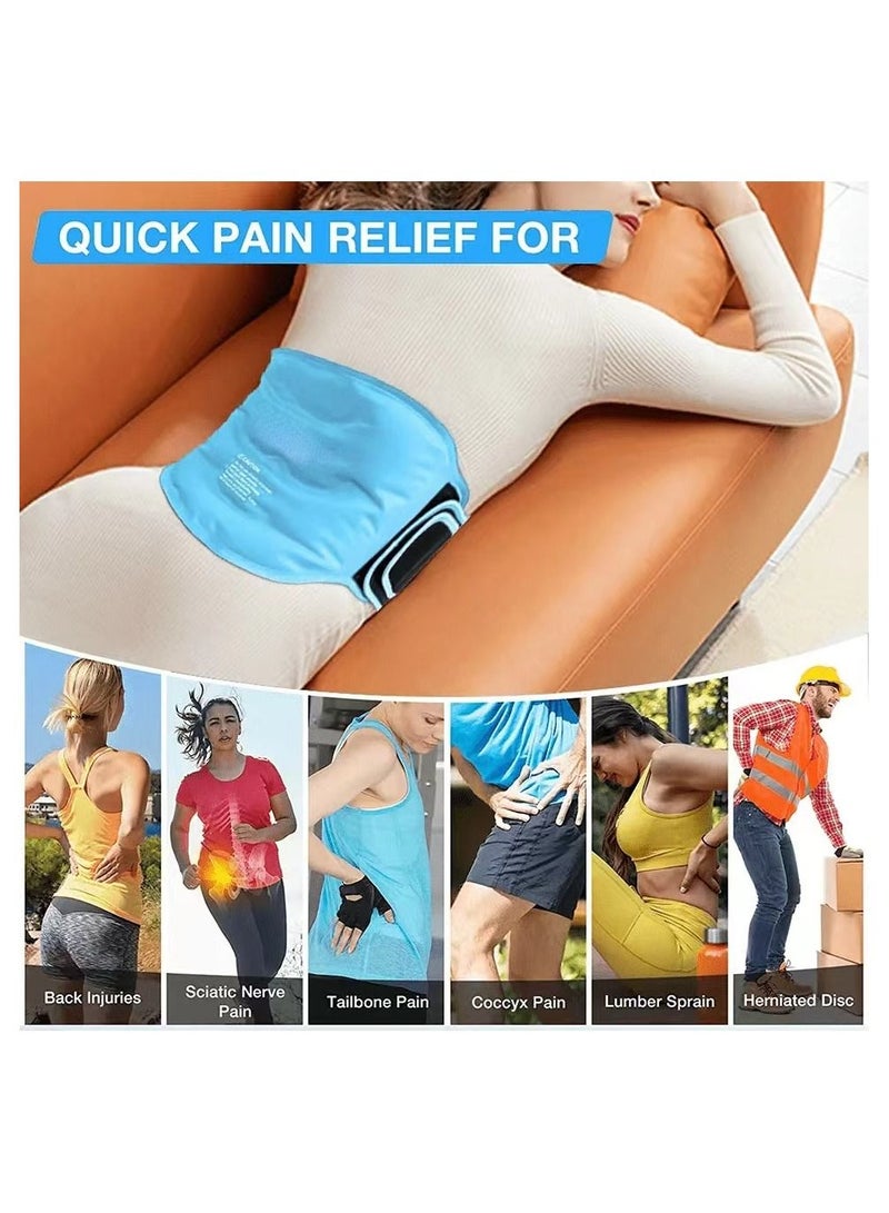 Reusable Gel Back Ice Pack with Dual Straps Soft Plush Lining and Silky Nylon Fabric Design Back Wrap with Hot Cold Therapy for Hip Waist Lumbar