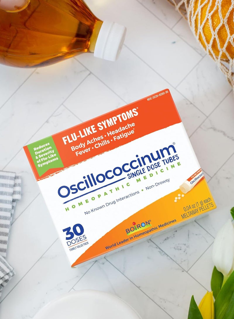 Pack Of 30 Oscillococcinum Doses For Relief From Flu-Like Symptoms Of Body Aches, Headache, Fever, Chill  And Fatigue