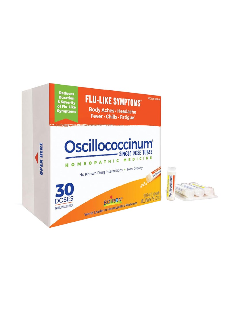 Pack Of 30 Oscillococcinum Doses For Relief From Flu-Like Symptoms Of Body Aches, Headache, Fever, Chill  And Fatigue