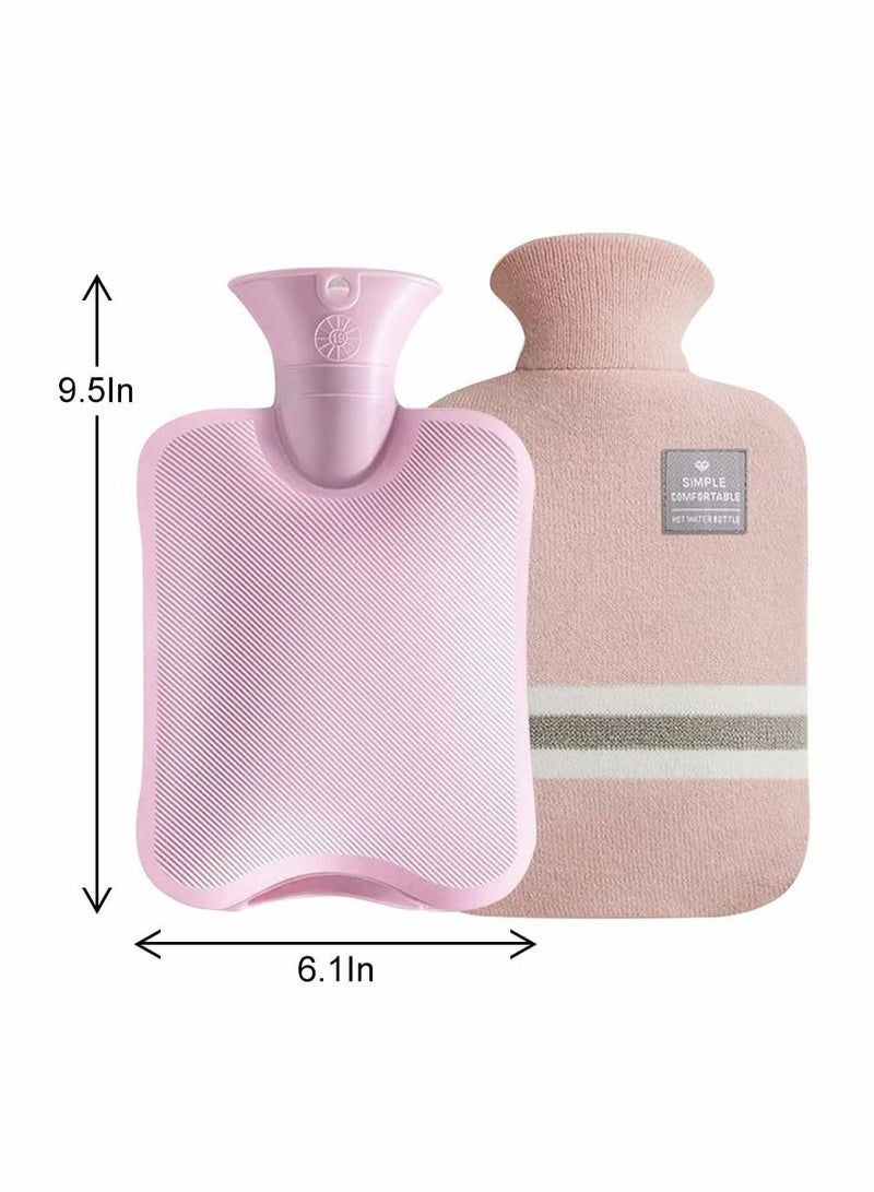 1L Hot Water Bottle with Knitted Cover Large Capacity Bag Removable and Washable Soft