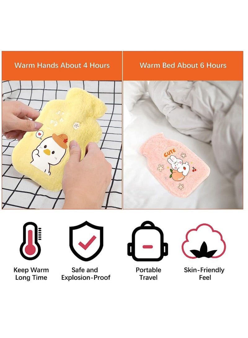 3Pack Mini Hot Water Bottles with Soft Cover Cute Plush Bag Bottle for Neck Shoulder Pain Relief and Hand Feet Warmer Menstrual Cramps Compress Cold Therapy