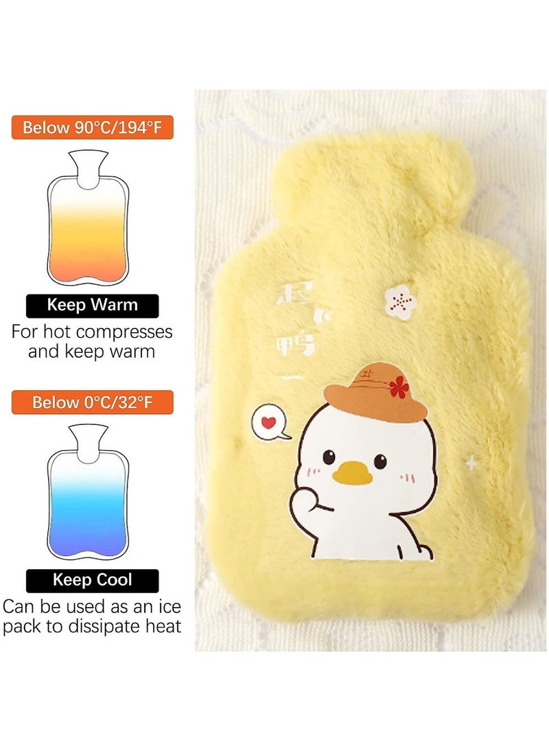 3Pack Mini Hot Water Bottles with Soft Cover Cute Plush Bag Bottle for Neck Shoulder Pain Relief and Hand Feet Warmer Menstrual Cramps Compress Cold Therapy