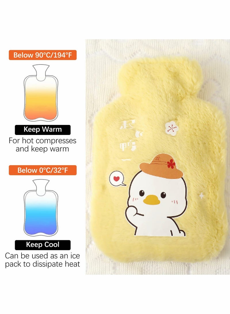 3Pack Mini Hot Water Bags with Soft Cover Cute Plush Bag Bottle for Neck Shoulder Pain Relief and Hand Feet Warmer Menstrual Cramps Compress Cold Therapy