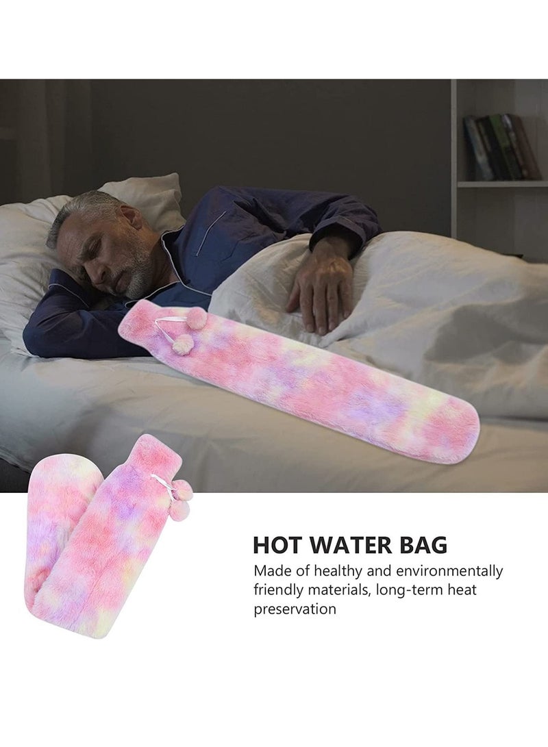 Long Hot Water Bottle Bed Warm Waist Warm Back Hot Water Bottle Rubber Hot Water Bottles Thermal Bags Long Strip Water Bags for Pain Relief Back Hand Legs 2L