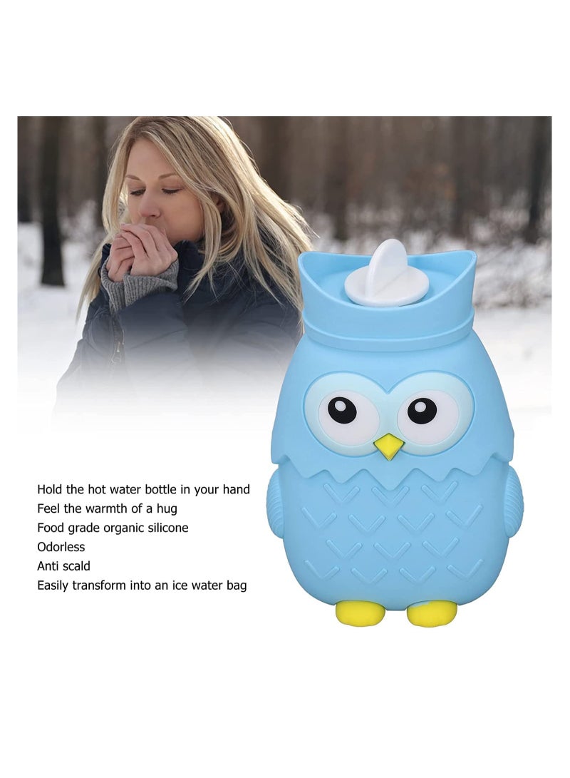 Hot Water Bag Cartoon Silicone Portable Heat Preservation Warm Winter Water Filled Heating Bottle Small Lovely and Reusable Microwave Oven Heating Available