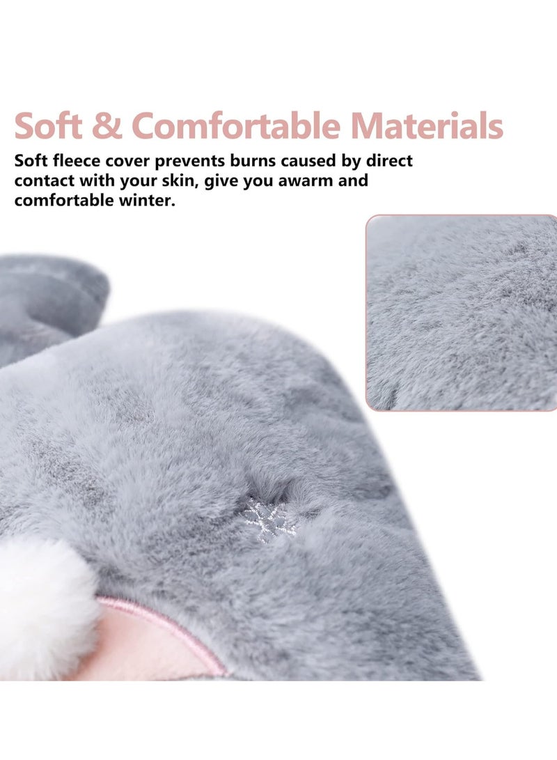 Hot Water Bottle with Cover 2L Large Hot Water Bottles with Warm Hand Pocket Hot Water Bag with Soft Fluffy Cover for Hands Feet Neck Back