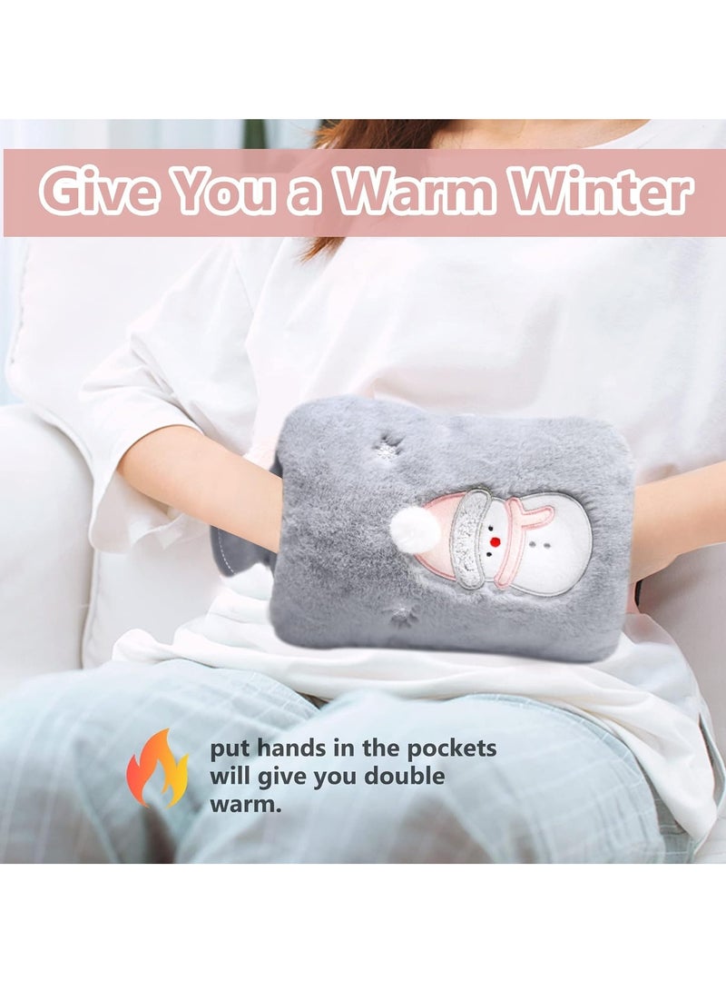 Hot Water Bottle with Cover 2L Large Hot Water Bottles with Warm Hand Pocket Hot Water Bag with Soft Fluffy Cover for Hands Feet Neck Back