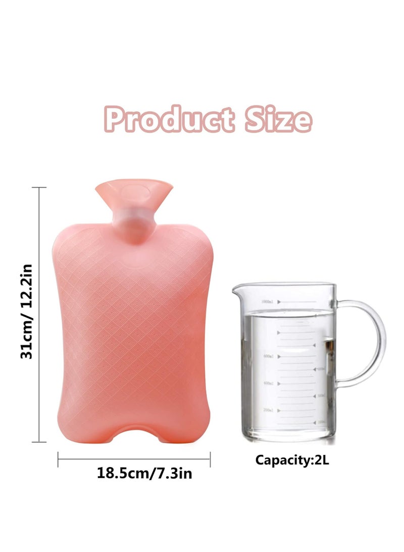 Hot Water Bottle with Cover 2L Large Hot Water Bottles with Warm Hand Pocket Hot Water Bag with Soft Fluffy Cover for Hands Feet Neck Back