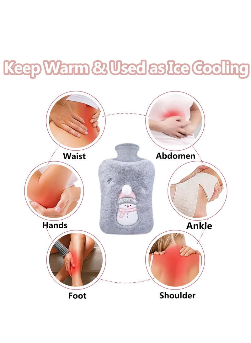 Hot Water Bottle with Cover 2L Large Hot Water Bottles with Warm Hand Pocket Hot Water Bag with Soft Fluffy Cover for Hands Feet Neck Back