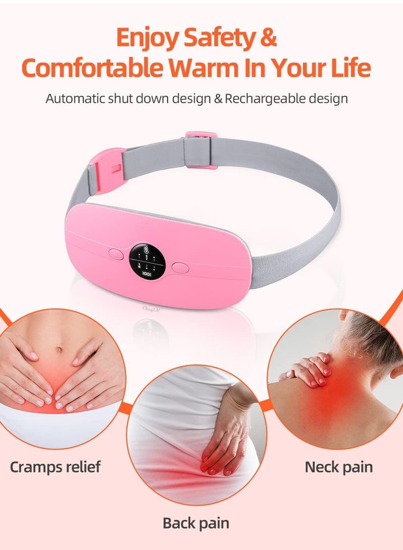 Period Heating Pad, Portable Electric Waist Belt with 3 Heat Levels and Vibration Massage Modes Fast Wrap for Cramps Back Pain Relief Women Girl