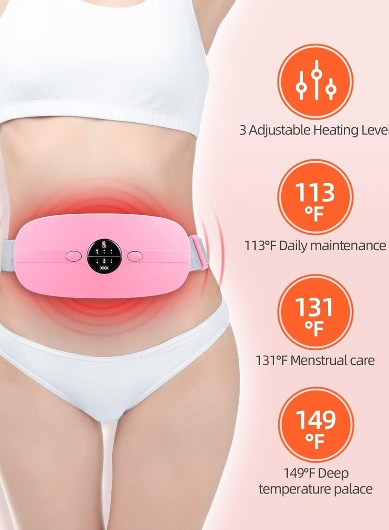 Period Heating Pad, Portable Electric Waist Belt with 3 Heat Levels and Vibration Massage Modes Fast Wrap for Cramps Back Pain Relief Women Girl