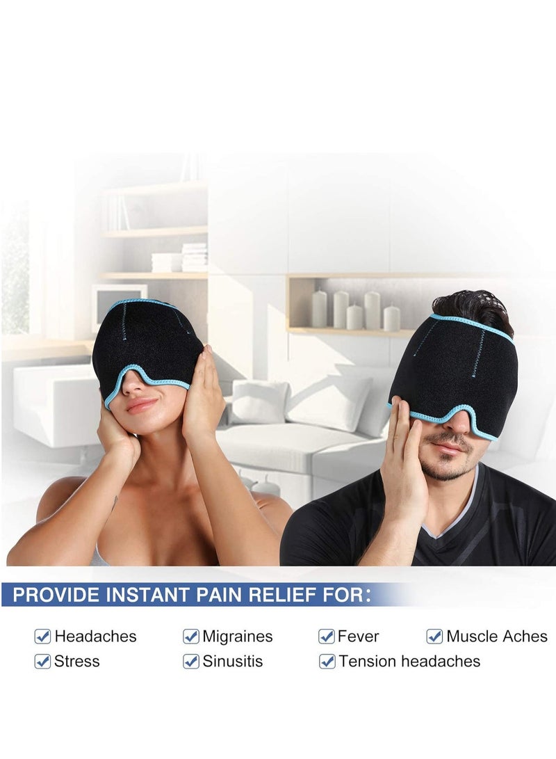 Migraine Relief Cap Form Fitting Gel Ice Headache Cold Therapy Cap/Migraine Head Wrap Pack Mask, Compress for Migraines or Puffy Eyes, Tension