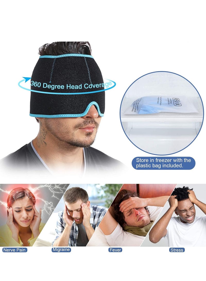 Migraine Relief Cap Form Fitting Gel Ice Headache Cold Therapy Cap/Migraine Head Wrap Pack Mask, Compress for Migraines or Puffy Eyes, Tension