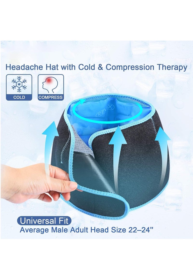 Migraine Relief Cap Form Fitting Gel Ice Headache Cold Therapy Cap/Migraine Head Wrap Pack Mask, Compress for Migraines or Puffy Eyes, Tension