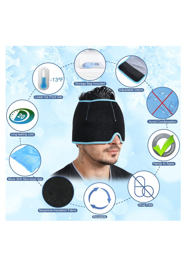 Migraine Relief Cap Form Fitting Gel Ice Headache Cold Therapy Cap/Migraine Head Wrap Pack Mask, Compress for Migraines or Puffy Eyes, Tension