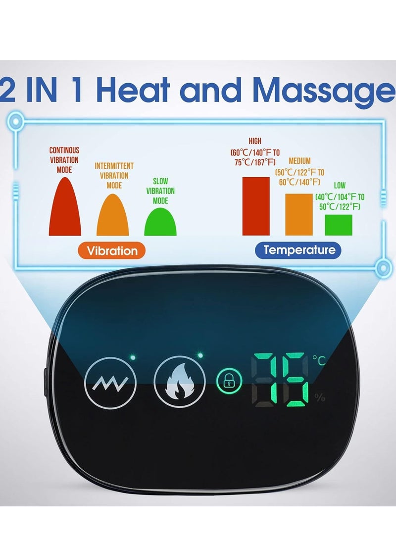 Heated Shoulder Wrap with Vibration, Cordless Heating Pad, Massage Braces for Left Right Shoulder, 3 Vibration and Temperature Settings, LED Display