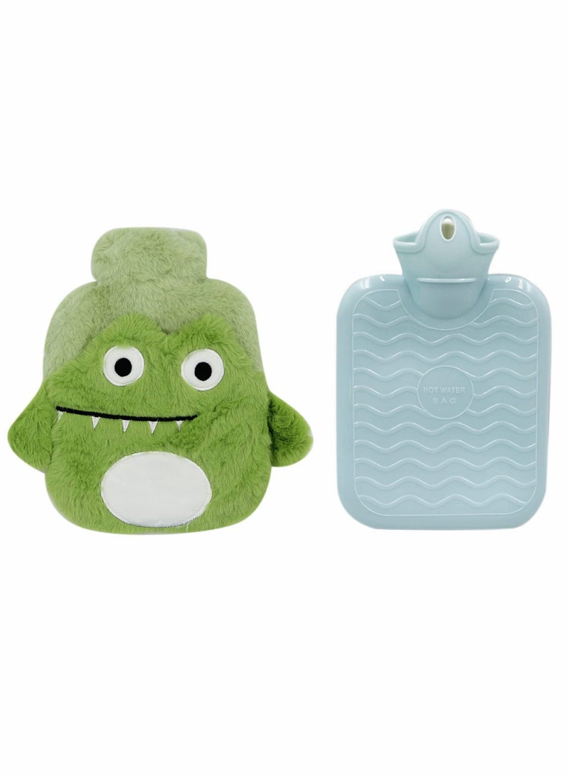 Hot Water Bottle with Soft Cover Water Bag with 3D Cartoon Plush Cover, for Neck, Shoulder Pain and Hand Feet Warmer, Menstrual Cramps, Hot Compress and Cold Therapy