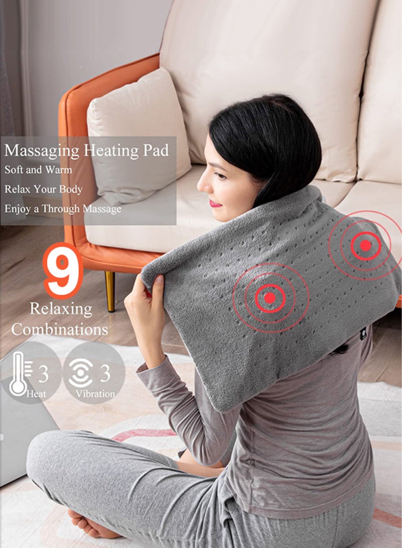 Electric Weighted Calming Heating Pad with 9 Relaxing Combination Blanket Shawl Vibration Massager Therapy