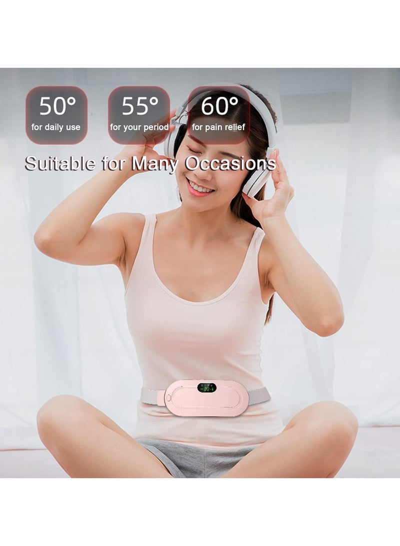 Smart Warm Palace Belt - Menstrual Heat Pad - 3 Heat Levels - 4 Massage Modes - Fast Heat Belly Wrap - Back or Belly Pain Relief