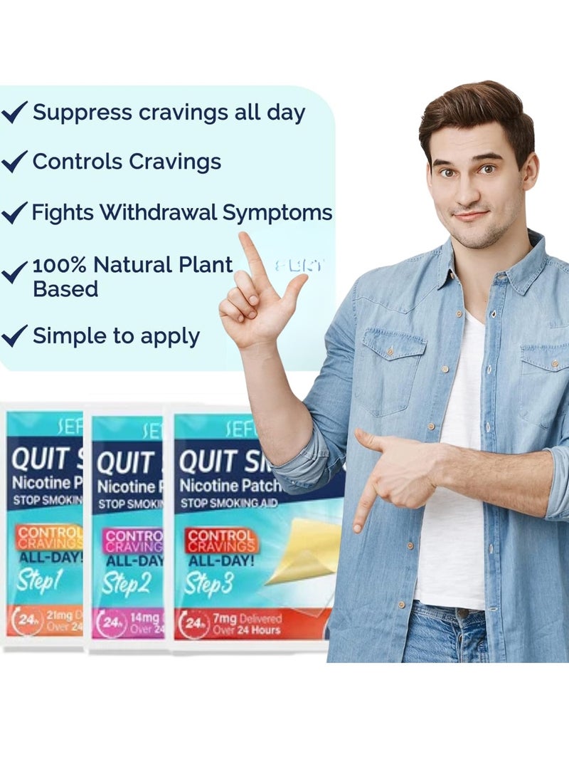 60 Pcs Quit Smoking Patches Natural Plant Stop Smoking Aid Kit Helping Quit Patch Stop Smoking Aid Steps 1 Through 3 to Quit Smoking Help Craving Control and Clear Lung Invisible Nicotine Patches