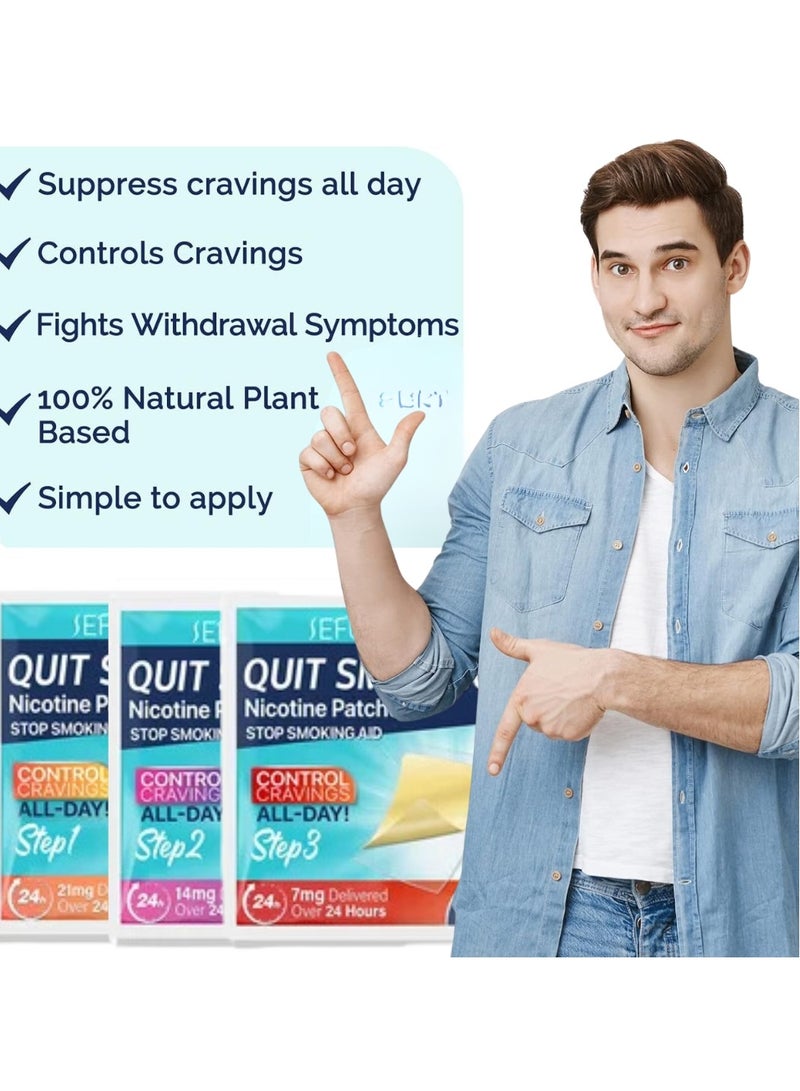 60 Pcs Quit Smoking Patches Helping Quit Patch Stop Smoking Aid Steps 1 Through 3 to Quit Smoking Help Craving Control and Clear Lung Invisible Nicotine Patches Natural Plant Stop Smoking Aid Kit