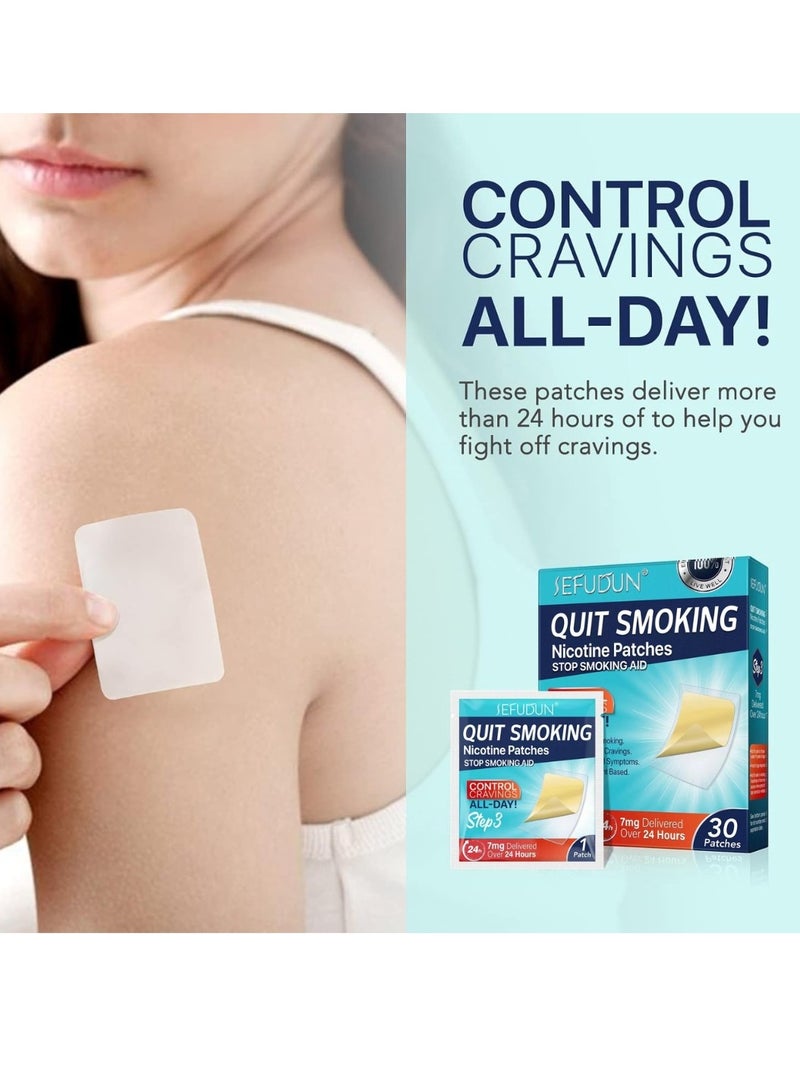 30 Count Quit Smoking Patches Step 3 Smoking Aid to Quit Smoking Transdermal System Patch to Help Quit Smoking Quit Smoking Stickers Stop Smoking Aid Anti Smoking Patches 7mg