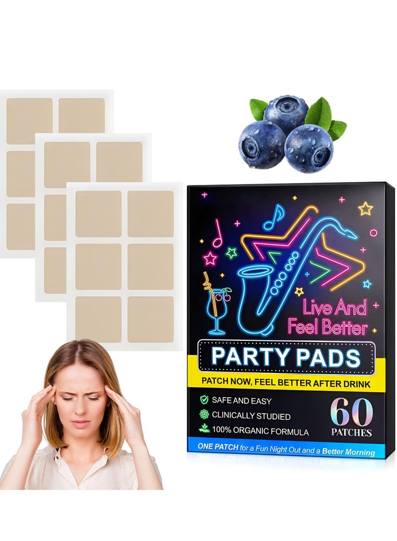 Party Recovery Patches, 60 Pack Wake Up Patches Long Last 12 Hours for a Better Morning, Relief After a Party Patches, Refreshed & Enjoy Unforgettable Night