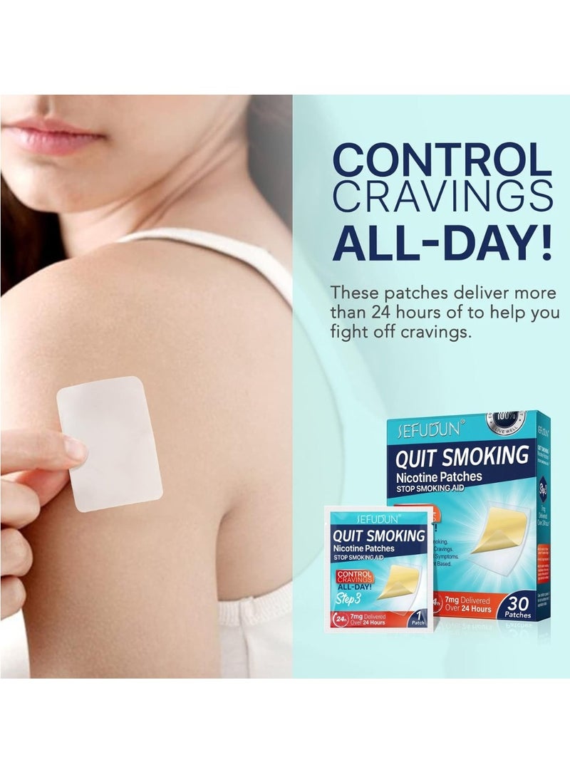 30 Count Quit Smoking Patches Step 3 Smoking Aid to Quit Smoking Transdermal System Patch to Help Quit Smoking Quit Smoking Stickers Stop Smoking Aid Anti Smoking Patches 7mg