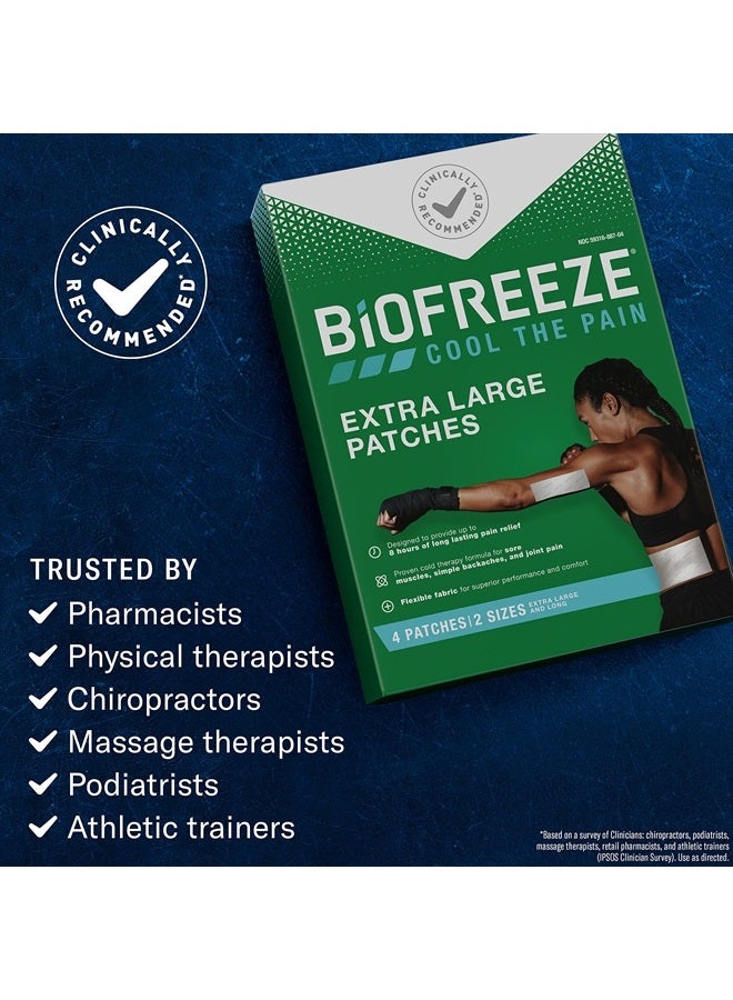 XL Patches Menthol Pain Relieving Patches (4/Box) 2 Sizes Up To 8 Hours Of Long Lasting Pain Relief Of Sore Muscles, Arthritis, Simple Backaches, And Joint Pain (Packaging May Vary)