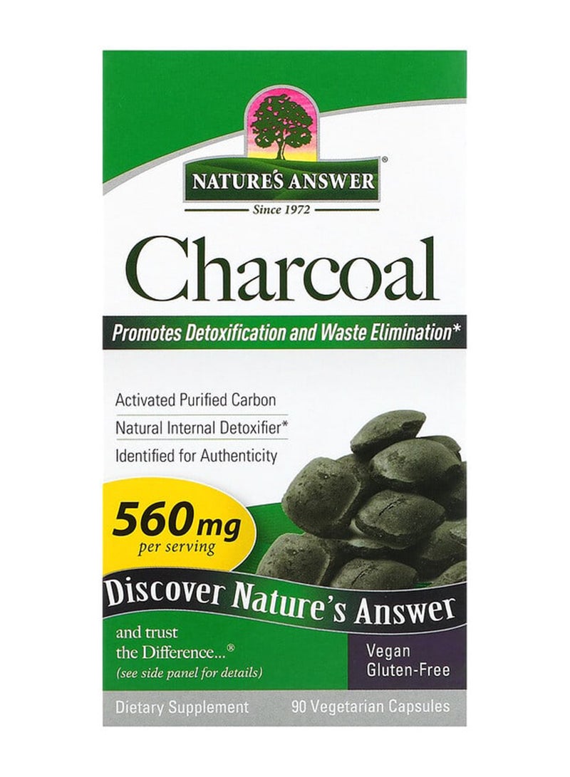 Charcoal Promotes Detoxification And Waste Elimination 560 Mg 90 Veg Capsules