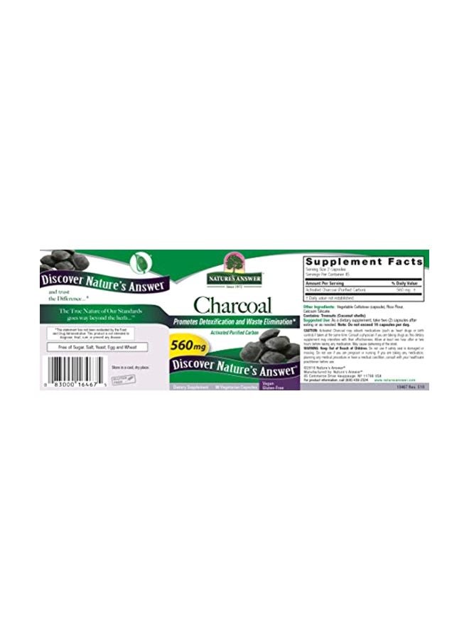 Charcoal Promotes Detoxification And Waste Elimination 560 Mg 90 Veg Capsules