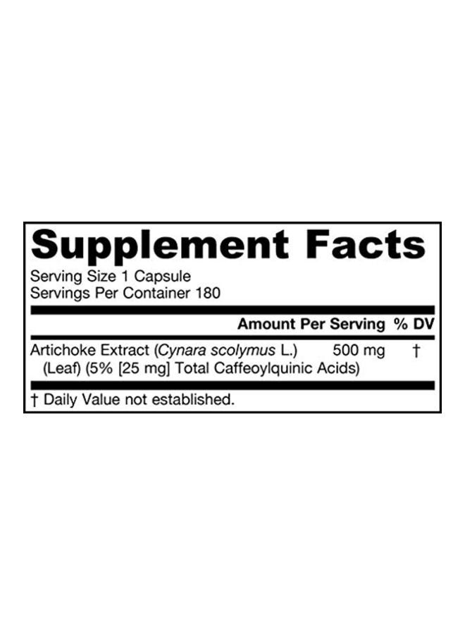 Artichoke Dietary Supplement 500 mg - 180 Veggie Caps