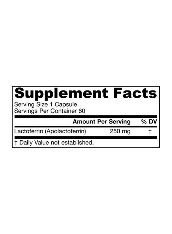 Lactoferrin Supports Healthy Immune Function 250 mg Dietary Supplement - 60 Capsules