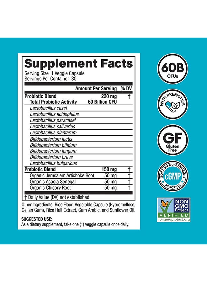 60 Billion Probiotic Supplement - 30 Capsules
