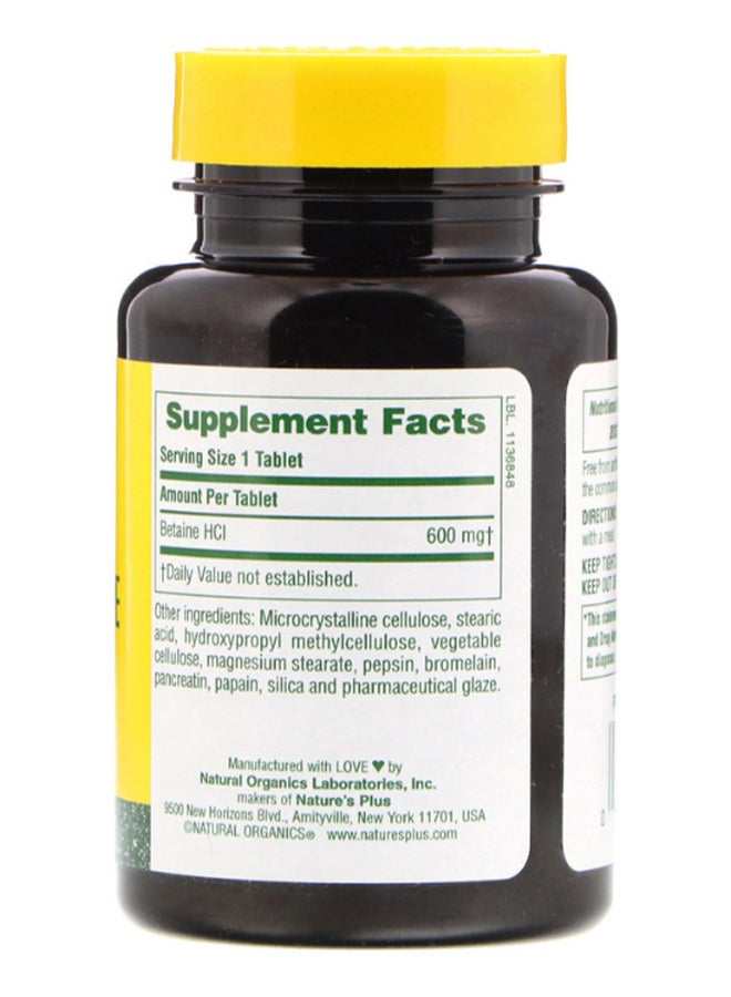 Betaine Hydrochloride Dietary Supplement - 90 Tablets