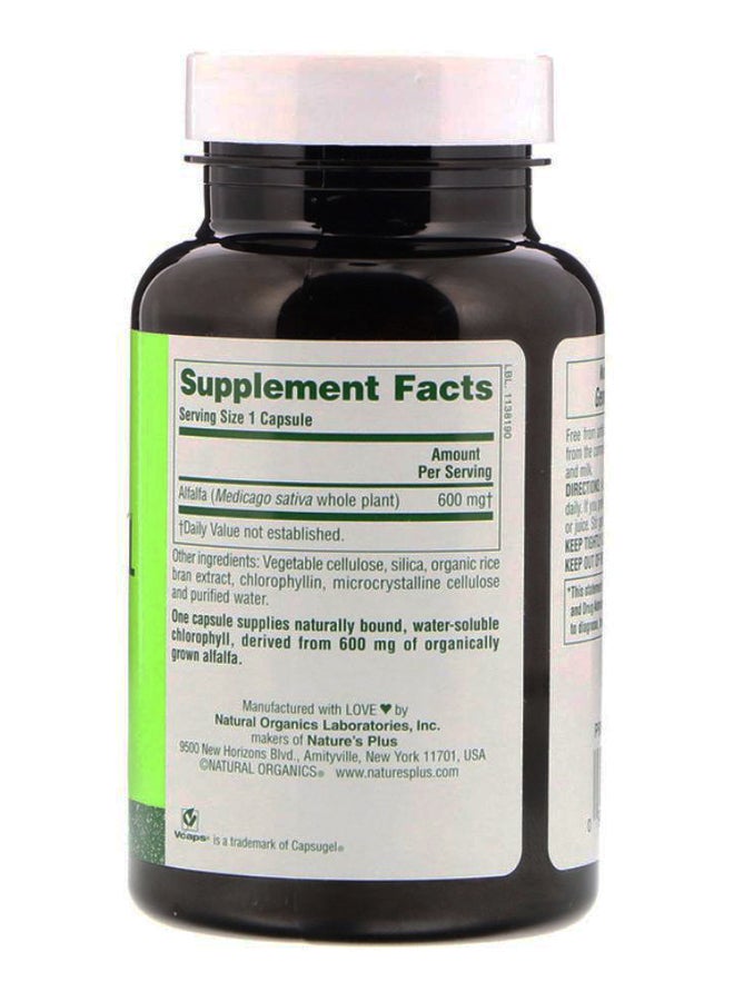 Natural Chlorophyll Alfalfa Supplement - 90 Vegetarian Capsules