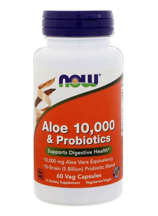 Now Foods Aloe 10000 And Probiotics Dietary Supplement 60 Veg Capsules