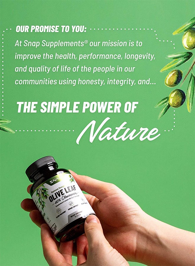 Olive Leaf 40% olewropein Standardized To Contain 300mg Of Oleuropein, Optimize Blood Flow, Immune Support, Heart Health Dietary Supplement - 60 Servings