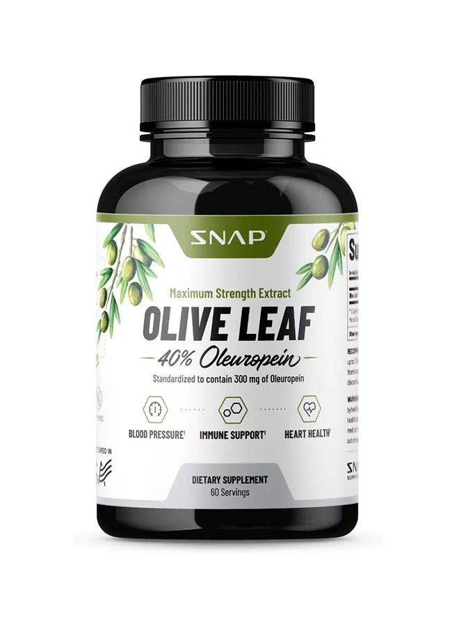 Olive Leaf 40% olewropein Standardized To Contain 300mg Of Oleuropein, Optimize Blood Flow, Immune Support, Heart Health Dietary Supplement - 60 Servings