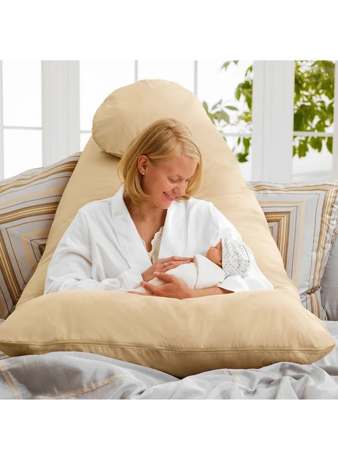 U Shaped Comfortable Maternity Pillow Made With Microfiber - Beige Microfiber Beige 70x25x120cm